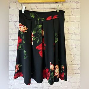 See You Monday Black Floral Whimsical English Academia Twee Mini Skirt Size M